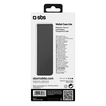 SBS - Étui Book Wallet Lite pour iPhone 12 & 12 Pro, noir
