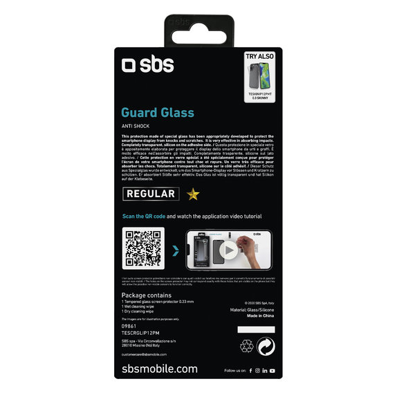 SBS - Verre Trempé pour iPhone 12 Pro Max, transparent
