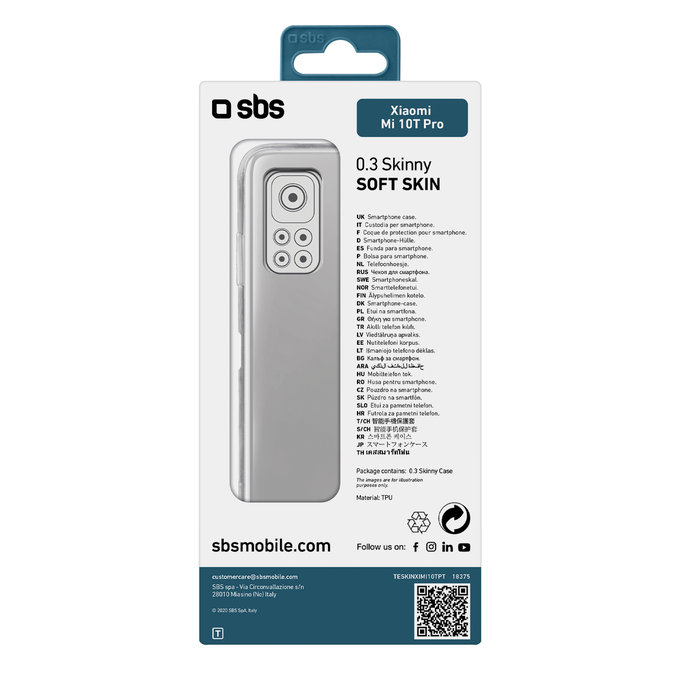 SBS - Étui Skinny pour Xiaomi Mi 10T Pro, transparent