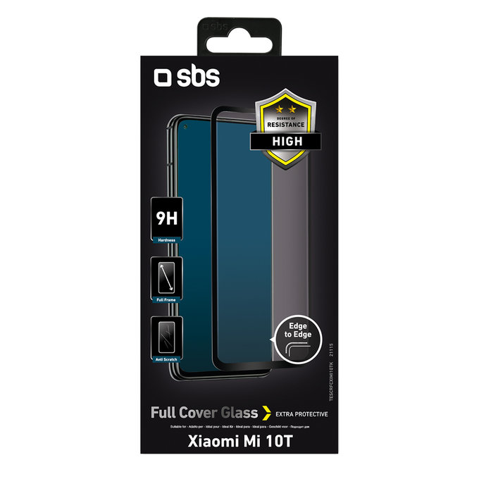 SBS - Coque complète en verre trempé pour Xiaomi Mi 10T, Mi 10T Pro, noir