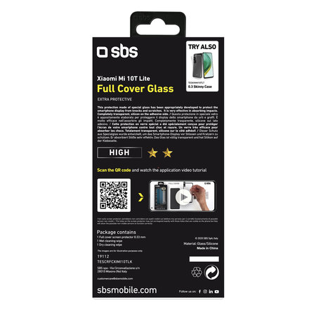 SBS - Couverture complète en verre trempé pour Xiaomi Mi 10T Lite 5G, noir