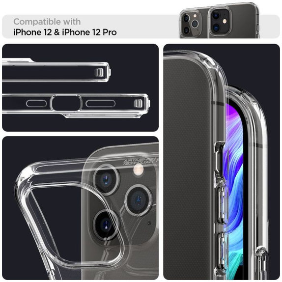 Spigen - Étui Liquid Crystal pour iPhone 12 ét 12 Pro, Crystal Clear