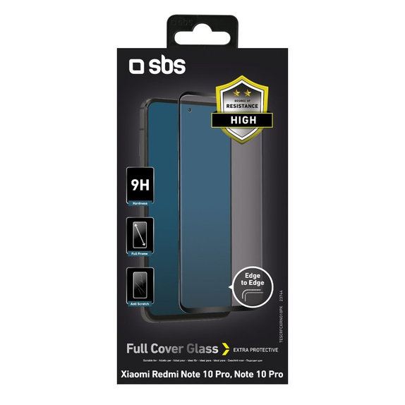 SBS - Couverture complète en verre trempé pour Xiaomi Redmi Note 10 Pro, noir