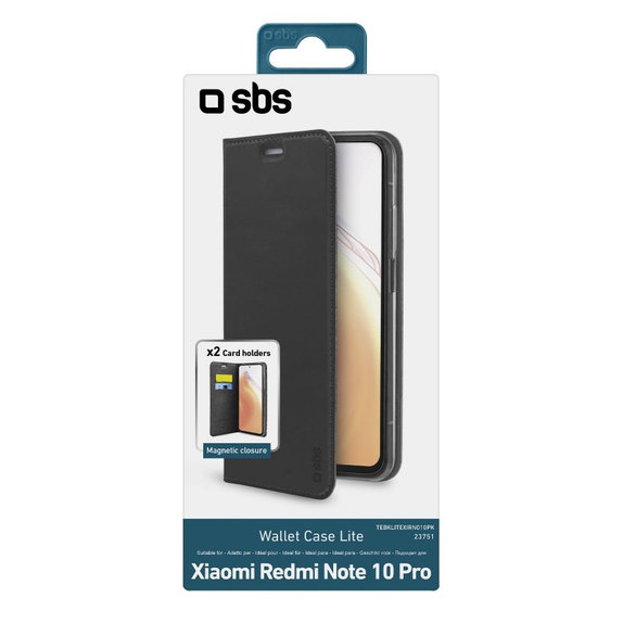 SBS - Étui Book Wallet Lite pour Xiaomi Redmi Note 10 Pro, noir