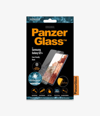 PanzerGlass - Étui en verre trempé Friendly AB pour Samsung Galaxy S21+, Empreinte digitale komp., noir