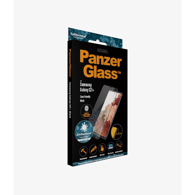 PanzerGlass - Étui en verre trempé Friendly AB pour Samsung Galaxy S21+, Empreinte digitale komp., noir