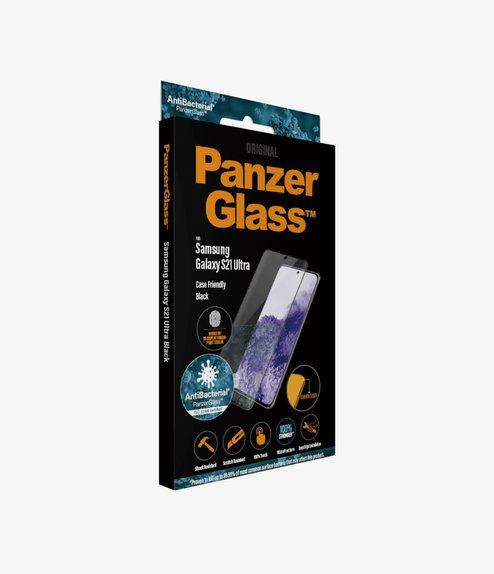PanzerGlass - Étui en verre trempé Friendly AB pour Samsung Galaxy S21 Ultra, Empreinte digitale komp., noir