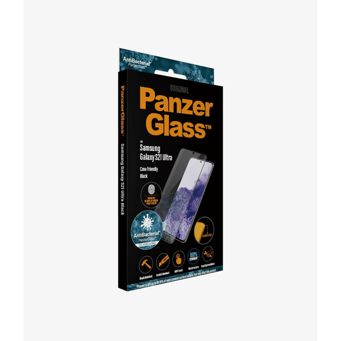 PanzerGlass - Étui en verre trempé Friendly AB pour Samsung Galaxy S21 Ultra, Empreinte digitale komp., noir