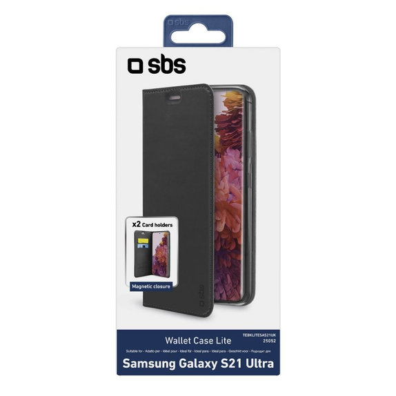 SBS - Étui Book Wallet Lite pour Samsung Galaxy S21 Ultra, noir