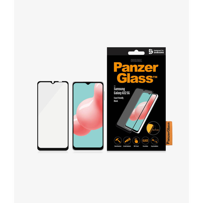 PanzerGlass - Compatible avec les coques en verre trempé pour Samsung Galaxy A32 5G, noir