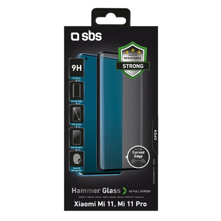 SBS - Verre Trempé 4D Full Glass pour Xiaomi Mi 11, Mi 11 Pro, noir