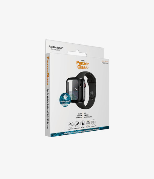 PanzerGlass - Verre trempé Full Body AB pour Apple Watch 4, 5, 6, SE (1ère génération) et SE (2ème génération) 44 mm, noir