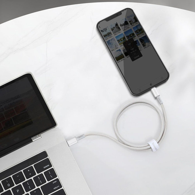 Baseus - Câble Lightning / USB-C (1m), blanc