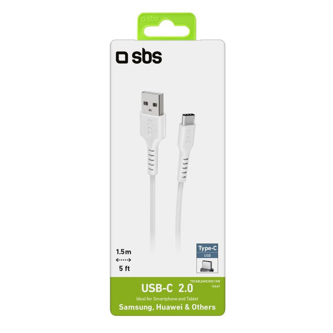 SBS - Câble USB-C / USB (1,5 m), blanc