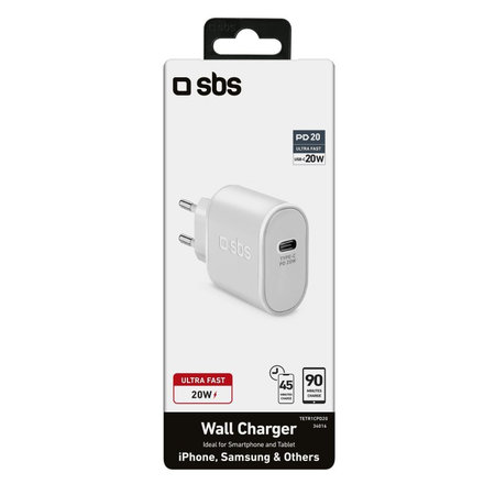 SBS - Adaptateur de charge 20 W USB-C, blanc