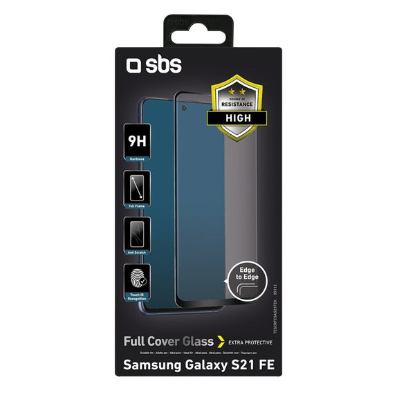 SBS - Coque complète en verre trempé pour Samsung Galaxy S21 FE, noir