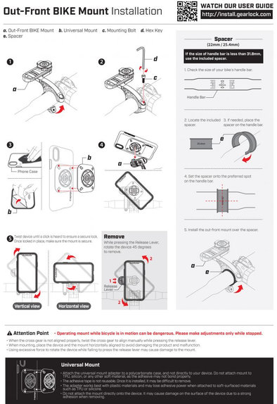 Spigen - Support vélo & scooter Gearlock MF100, noir