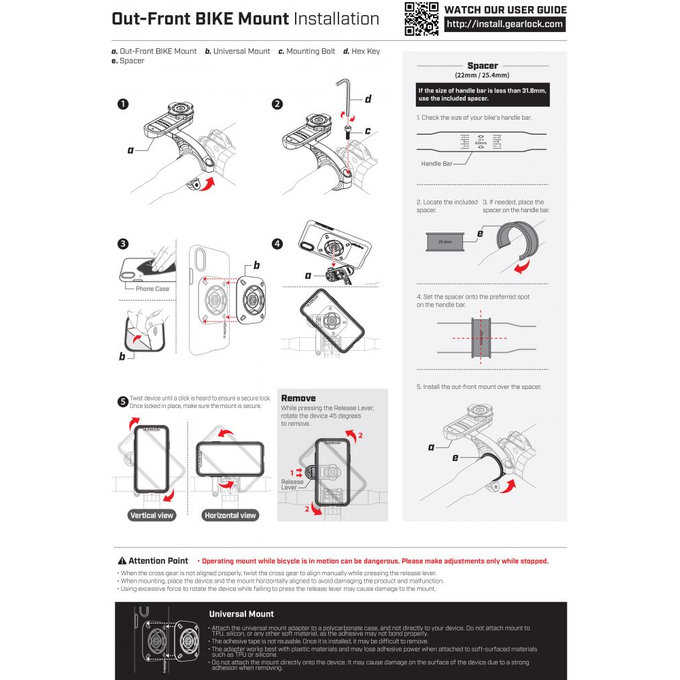 Spigen - Support vélo & scooter Gearlock MF100, noir