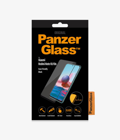 PanzerGlass - Compatible avec les coques en verre trempé pour Xiaomi Redmi Note 10, 10S, noir