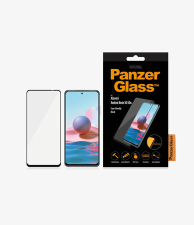 PanzerGlass - Compatible avec les coques en verre trempé pour Xiaomi Redmi Note 10, 10S, noir