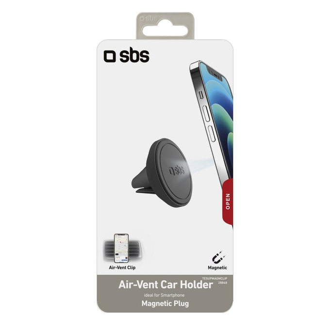 SBS - Support pour grille d'aération de voiture, magnétique, rond, noir