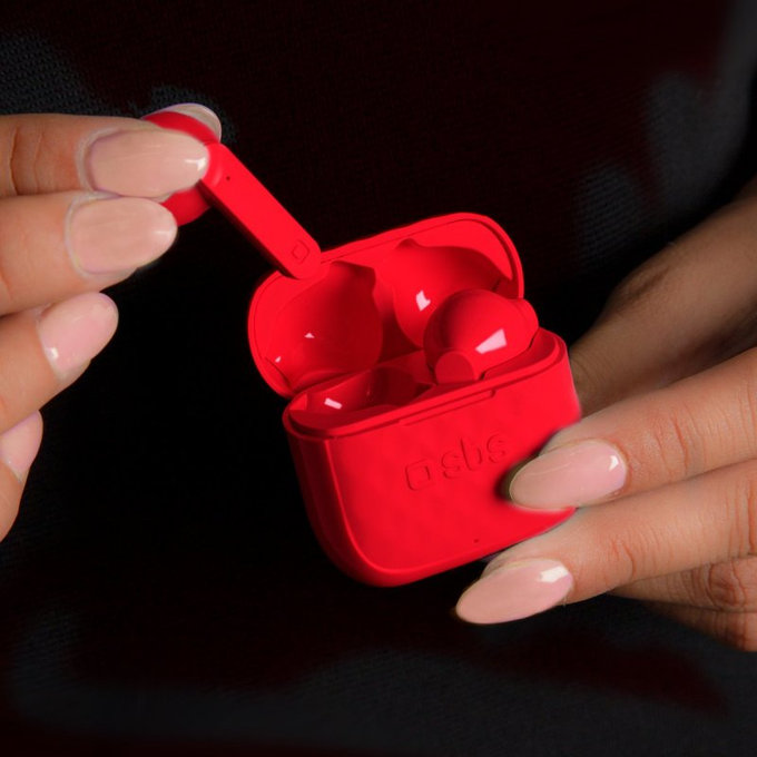 SBS - Étui de chargement pour écouteurs sans fil TWS Air Free 250 mAh, rouge