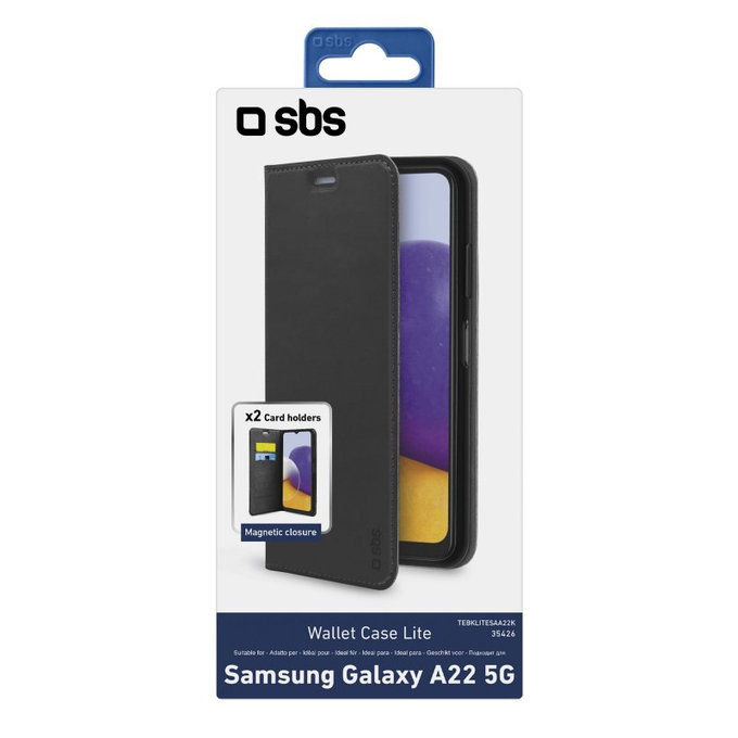 SBS - Étui Book Wallet Lite pour Samsung Galaxy A22 5G, noir