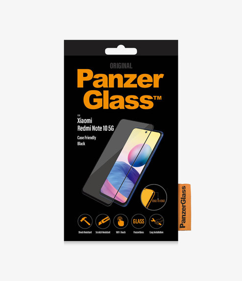PanzerGlass - Compatible avec les coques en verre trempé pour Xiaomi Redmi Note 10 5G, noir