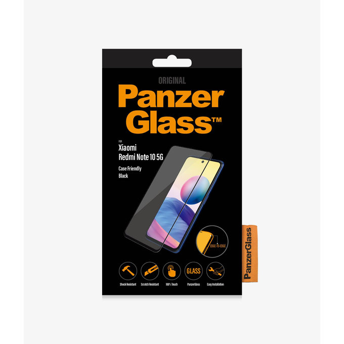 PanzerGlass - Compatible avec les coques en verre trempé pour Xiaomi Redmi Note 10 5G, noir