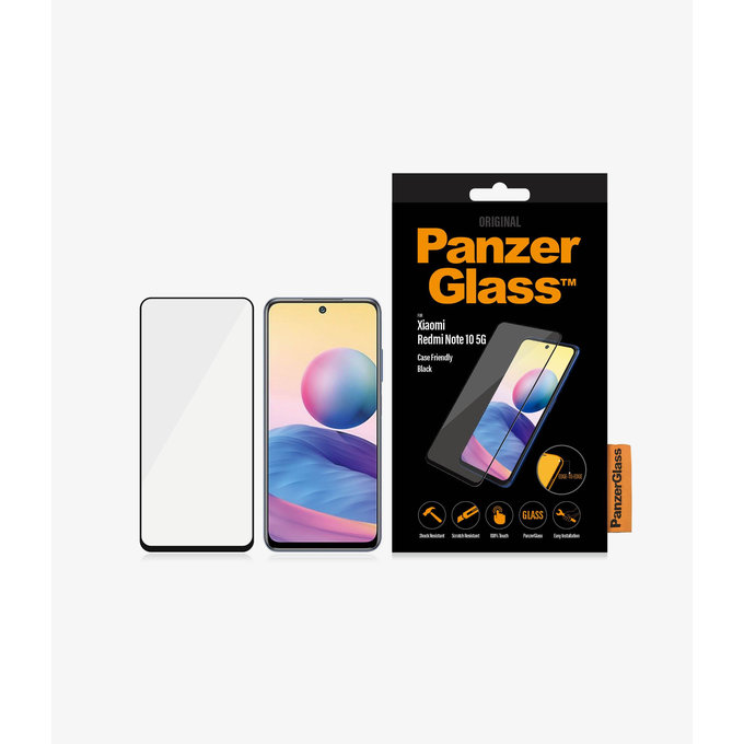 PanzerGlass - Compatible avec les coques en verre trempé pour Xiaomi Redmi Note 10 5G, noir
