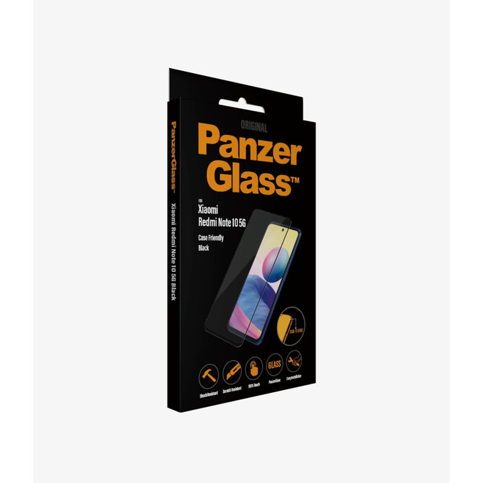 PanzerGlass - Compatible avec les coques en verre trempé pour Xiaomi Redmi Note 10 5G, noir