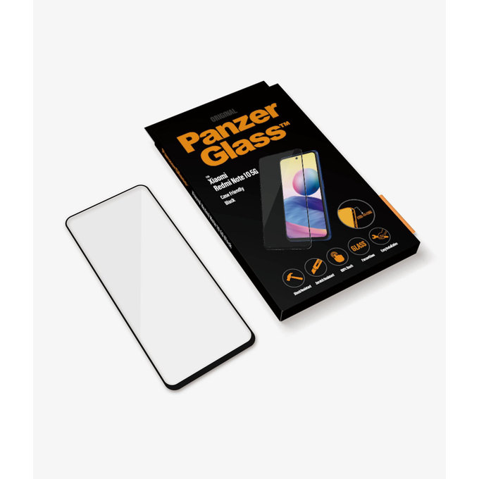 PanzerGlass - Compatible avec les coques en verre trempé pour Xiaomi Redmi Note 10 5G, noir