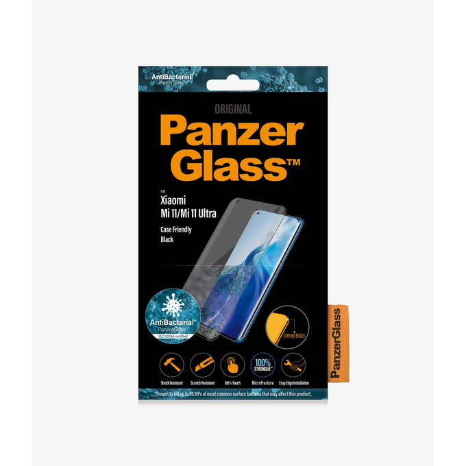 PanzerGlass - Boîtier en verre trempé Friendly AB pour Xiaomi Mi 11, Mi 11 Ultra, noir