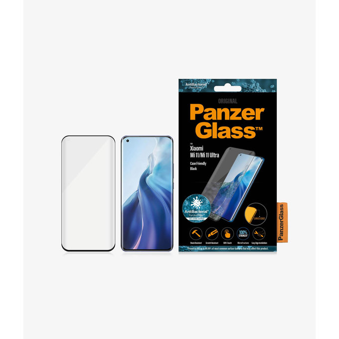 PanzerGlass - Boîtier en verre trempé Friendly AB pour Xiaomi Mi 11, Mi 11 Ultra, noir