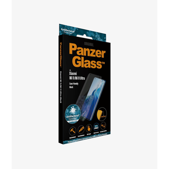 PanzerGlass - Boîtier en verre trempé Friendly AB pour Xiaomi Mi 11, Mi 11 Ultra, noir