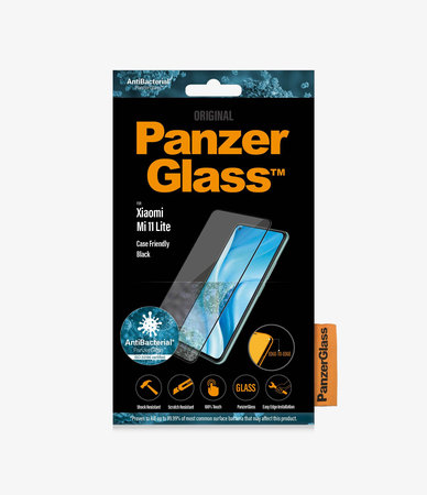 PanzerGlass - Compatible avec les coques en verre trempé pour Xiaomi Mi 11 Lite, noir