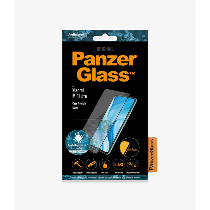 PanzerGlass - Compatible avec les coques en verre trempé pour Xiaomi Mi 11 Lite, noir