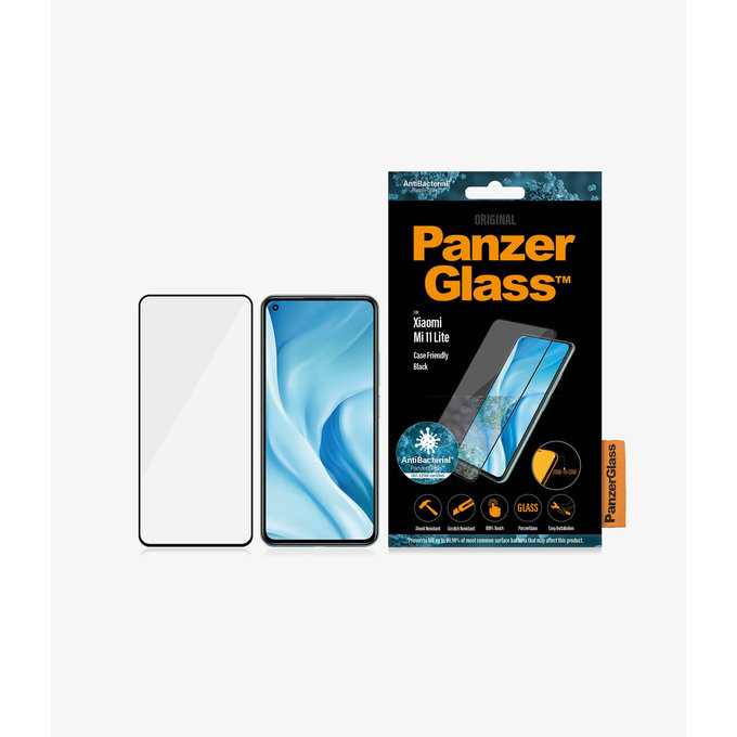 PanzerGlass - Compatible avec les coques en verre trempé pour Xiaomi Mi 11 Lite, noir