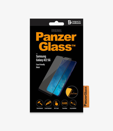 PanzerGlass - Compatible avec les coques en verre trempé pour Samsung Galaxy A22 5G, noir