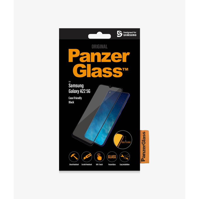 PanzerGlass - Compatible avec les coques en verre trempé pour Samsung Galaxy A22 5G, noir