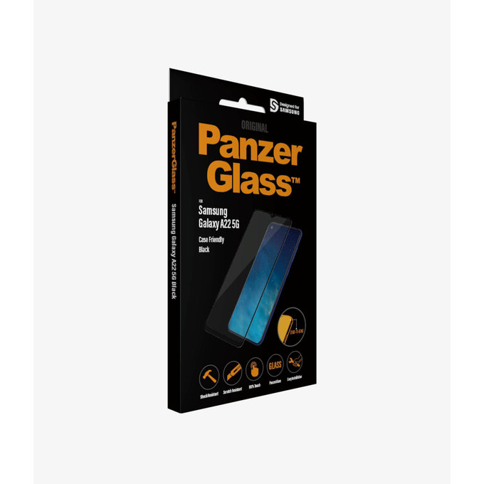 PanzerGlass - Compatible avec les coques en verre trempé pour Samsung Galaxy A22 5G, noir