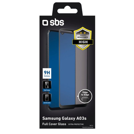 SBS - Coque complète en verre trempé pour Samsung Galaxy A03s, noir