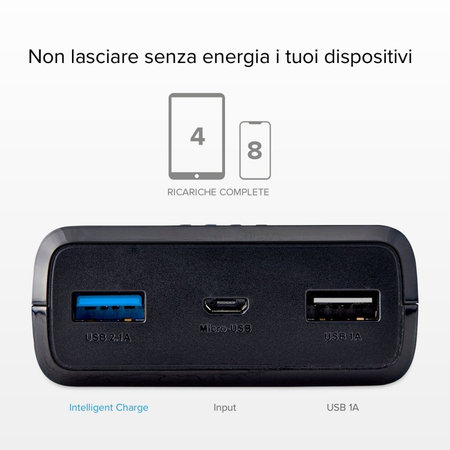 SBS - PowerBank 20 000 mAh, 2x USB, Micro-USB, noir
