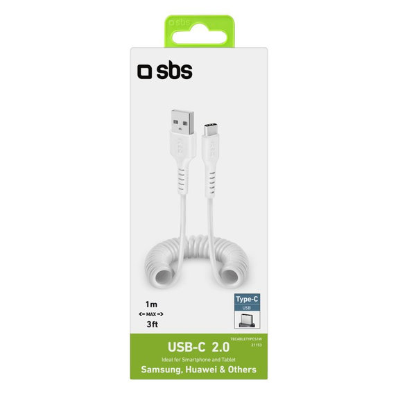 SBS - Câble USB-C / USB (1m), blanc