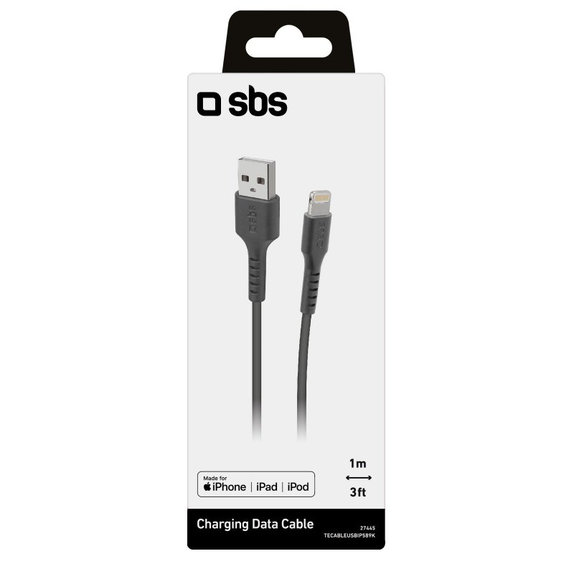 SBS - Câble Lightning / USB (1m), noir