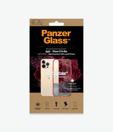PanzerGlass - Coque ClearCaseColor AB pour iPhone 13 Pro Max, fraise