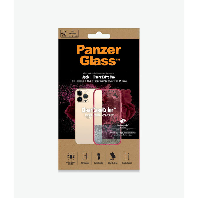PanzerGlass - Coque ClearCaseColor AB pour iPhone 13 Pro Max, fraise