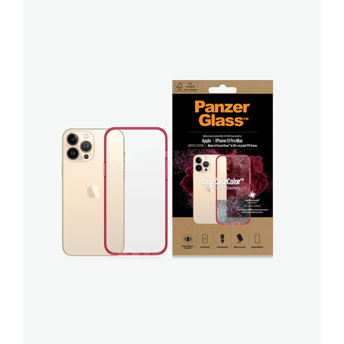 PanzerGlass - Coque ClearCaseColor AB pour iPhone 13 Pro Max, fraise