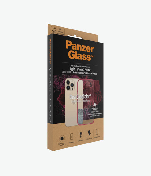 PanzerGlass - Coque ClearCaseColor AB pour iPhone 13 Pro Max, fraise