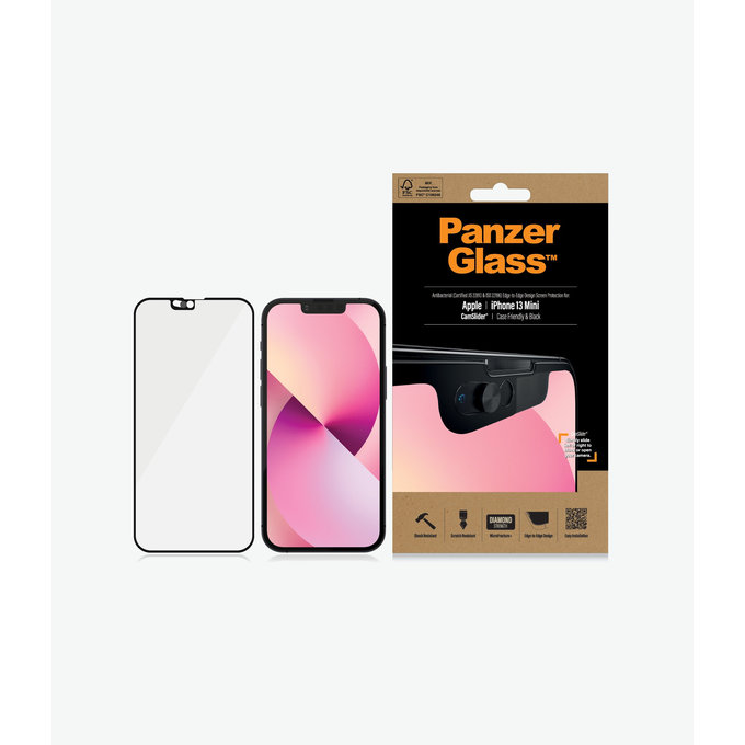 PanzerGlass - Étui en verre trempé CamSlider AB pour iPhone 13 mini, noir